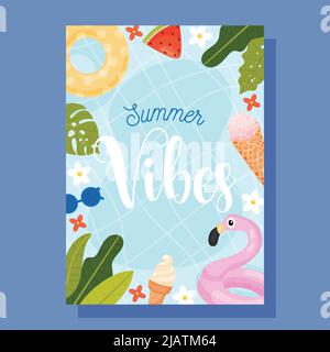 Hello Summer card. Vector illustration concept. Stock Vector