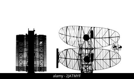 Contour air defense radars of military mobile anti aircraft systems (radar is designed  and automatic tracking of targets and missiles) , modern army Stock Photo