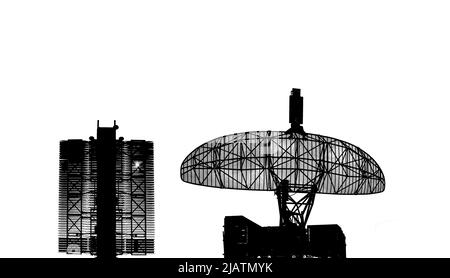 Contour air defense radars of military mobile anti aircraft systems (radar is designed  and automatic tracking of targets and missiles) , modern army Stock Photo