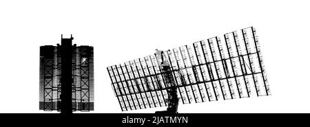 Contour air defense radars of military mobile anti aircraft systems (radar is designed  and automatic tracking of targets and missiles) , modern army Stock Photo