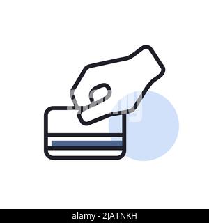 Hand swipe credit card during purchase flat icon for apps and websites  Stock Vector