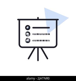 Statistics in training board outline icon. Planning sign. Business. Graph symbol for your web site design, logo, app, UI. Vector illustration, EPS10. Stock Vector
