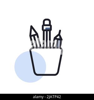 Pencil stand outline icon. Workspace sign. Graph symbol for your web site design, logo, app, UI. Vector illustration, EPS10. Stock Vector