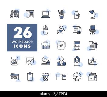 Workspace outline icon. Workspace sign. Graph symbol for your web site design, logo, app, UI. Vector illustration Stock Vector