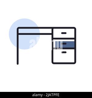 Desk outline icon. Workspace sign. Graph symbol for your web site design, logo, app, UI. Vector illustration, EPS10. Stock Vector