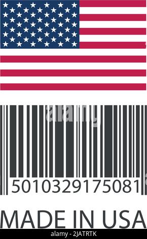 Barcode with numbers made in USA - Vector illustration Stock Vector