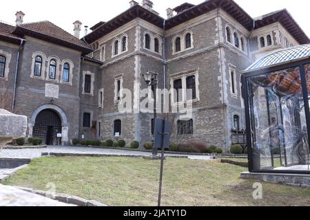 Perspective that shows a section of the Cantacuzino castle in Busteni Stock Photo
