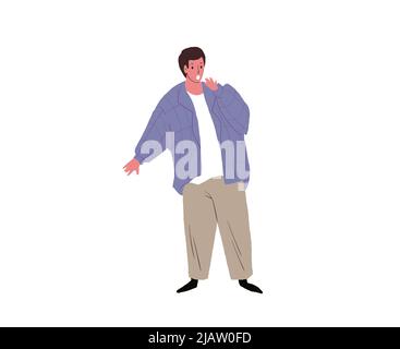 Flat cartoon hipster man character,communication and human emotions vector illustration concept Stock Vector
