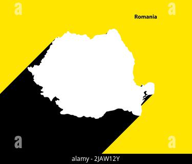 Romania Map on retro poster with long shadow. Vintage sign easy to edit, manipulate, resize or colourise. Stock Vector