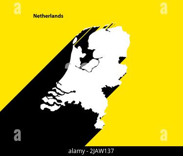 Netherlands Map on retro poster with long shadow. Vintage sign easy to edit, manipulate, resize or colourise. Stock Vector