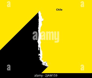 Chile Map on retro poster with long shadow. Vintage sign easy to edit, manipulate, resize or colourise. Stock Vector