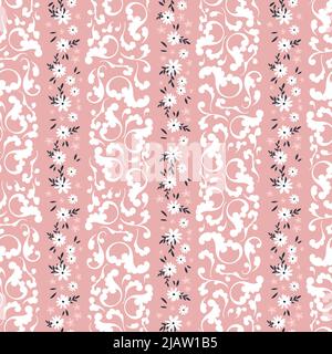 Lovely hand drawn floral seamless pattern, cute doodle flowers and swirls, great for textiles, wrapping, banners, cloth, surface - vector design Stock Vector