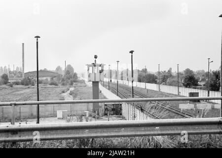 The East German border at Staaken between East and West Berlin in 1989 Stock Photo