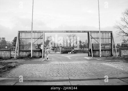 The East German border at Staaken between East and West Berlin in 1991 Stock Photo