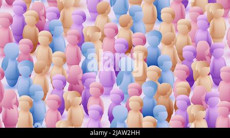 Large group of people. Crowd seamless background. Vector illustration ...