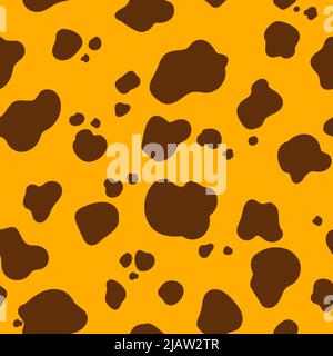 Patterned texture of variegated giraffe fur or variegated cowhide. Seamless pattern of brown random spots. Texture banner. Imitation of coloring of Stock Vector