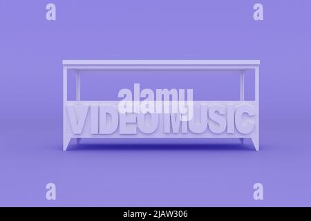 TV cabinet isolated on pink purple background, flat style, 3D rendering. Stock Photo