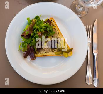 Top view of piece of Pate en croute maison Stock Photo