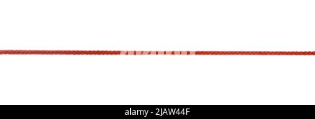 Long straight red rope close up isolated on white Stock Photo