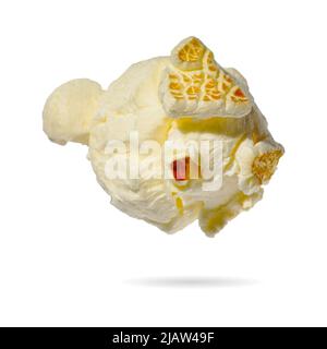 Popcorn isolated on white. macro shoot of popcorn. Stock Photo