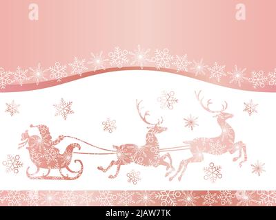 Seamless Abstract Christmas Pink Background With Flying Santa Claus, Reindeers, And Text Space. Vector Illustration. Horizontally Repeatable. Stock Vector