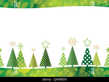 Christmas Seamless Background With Christmas Trees And Text Space Isolated On a White Background. Vector Illustration. Stock Vector