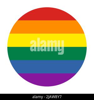 Pride flag circle icon isolated on white. Flat vector button for apps and websites Stock Vector