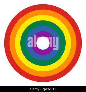 Round Pride flag Rainbow icon isolated on white background. LGBT target symbol. Vector illustration Stock Vector