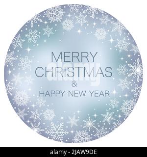 Merry Christmas And Happy New Year Abstract Round Vector Background Illustration With Text Space. Stock Vector