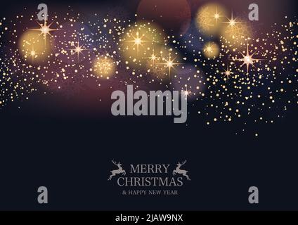 Christmas Seamless Abstract Background With Halos, Stars, And Lights. Horizontally Repeatable. Vector Illustration With Teat Space. Stock Vector