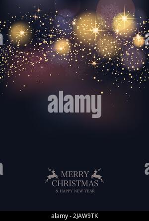 Christmas Seamless Abstract Background With Halos, Stars, And Lights. Horizontally Repeatable. Vector Illustration With Teat Space. Stock Vector