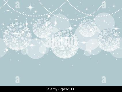 Seamless Abstract Background With Christmas Ball Ornaments On A Pastel Blue Background. Vector Illustration With Text Space. Horizontally Repeatable. Stock Vector