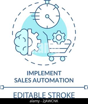 Implement sales automation turquoise concept icon Stock Vector