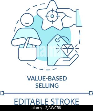 Value-based selling turquoise concept icon Stock Vector