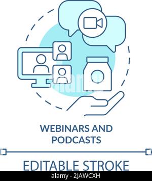 Webinars and podcasts turquoise concept icon Stock Vector