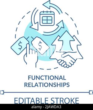 Functional relationships turquoise concept icon Stock Vector