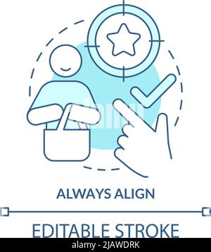 Always align turquoise concept icon Stock Vector