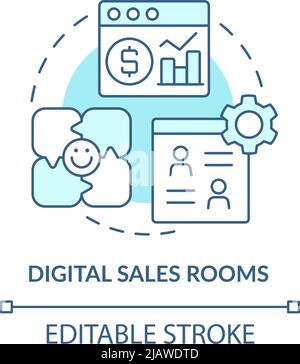 Digital sales rooms turquoise concept icon Stock Vector