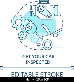 Get your car inspected turquoise concept icon Stock Vector