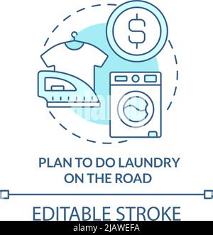 Plan to do laundry on road turquoise concept icon Stock Vector