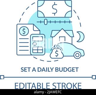 Set daily budget turquoise concept icon Stock Vector