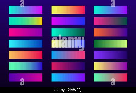 Set of neon gradient color template. Modern colorful background. Trendy multicolored design for mobile application. Stock Vector