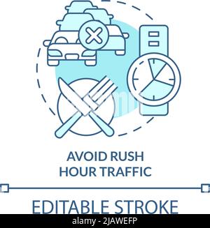 Avoid rush hour traffic turquoise concept icon Stock Vector