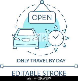Only travel by day turquoise concept icon Stock Vector