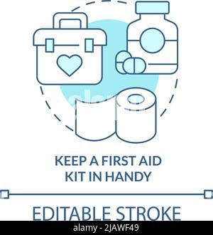 Keep first aid kit in handy turquoise concept icon Stock Vector