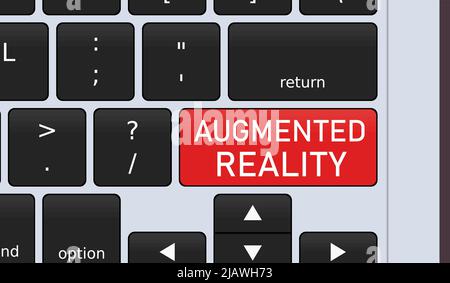 Augmented reality key on laptop keyboard. Concept vector illustration. Stock Vector