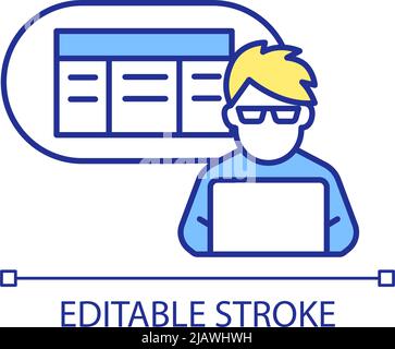 Working with spreadsheets RGB color icon Stock Vector