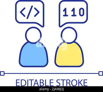 Discussing programming languages RGB color icon Stock Vector