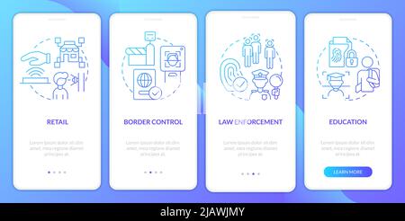 Biometric technology implementation blue gradient onboarding mobile app screen Stock Vector