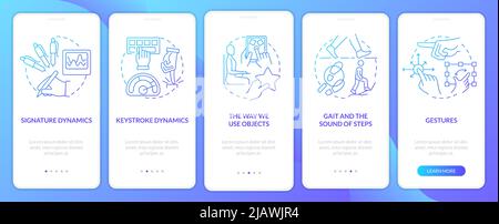 Behavioral measurements blue gradient onboarding mobile app screen Stock Vector